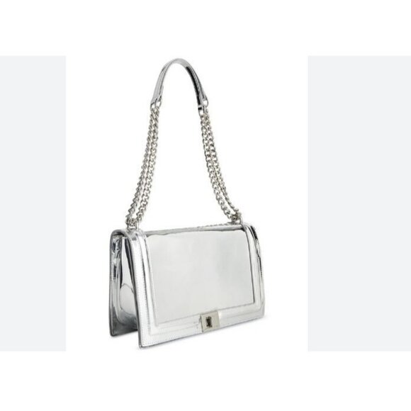 INC International Concepts Ajae metallic crossbody shoulder bag SILVER Defective - Picture 1 of 11